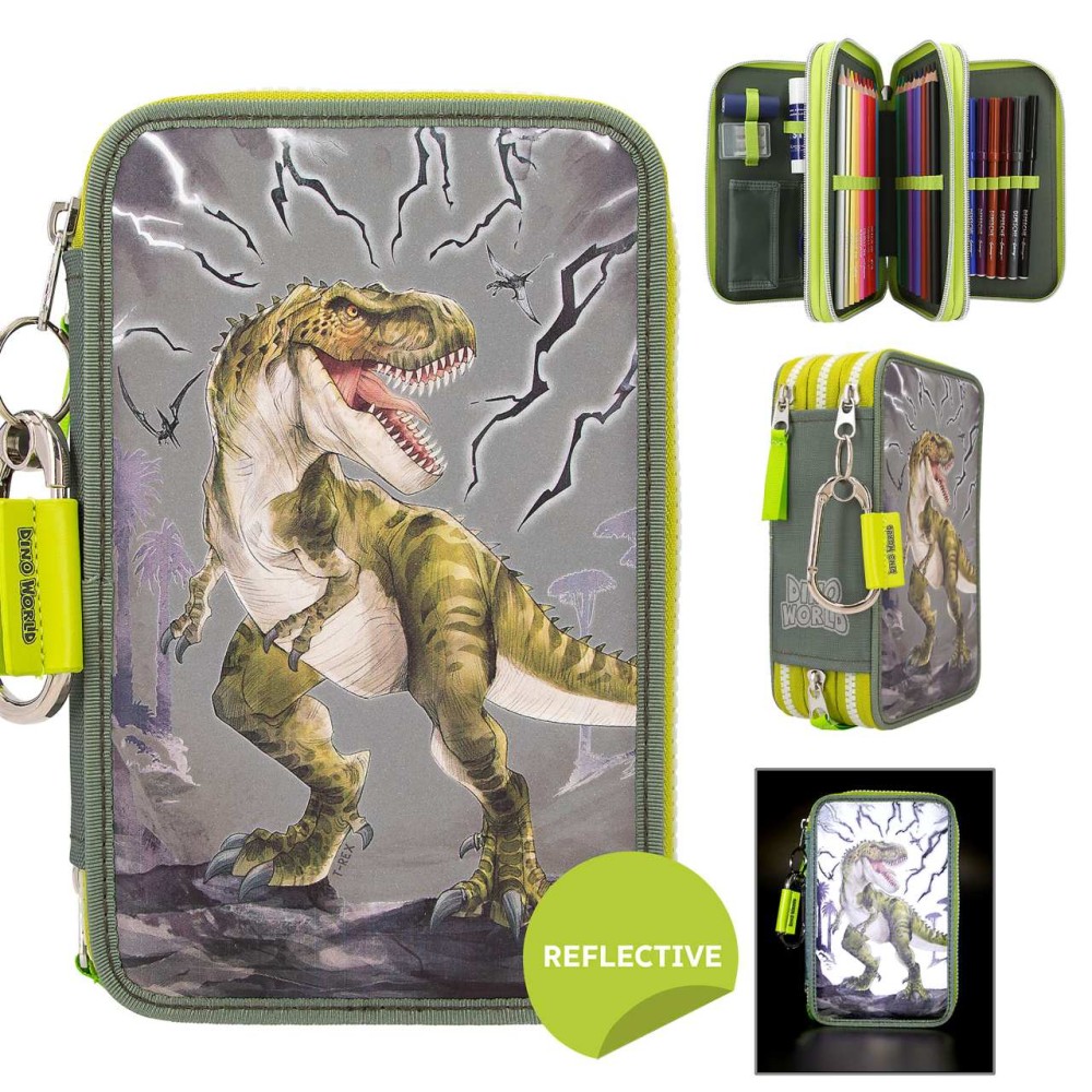 Dino World Triple Pencil Case REFLECTOR