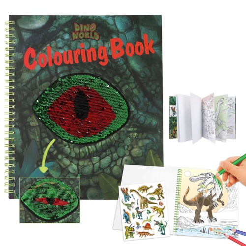 Dino World Colouring Book With Reversible Seqins 12757  | Depesche | Stakelum