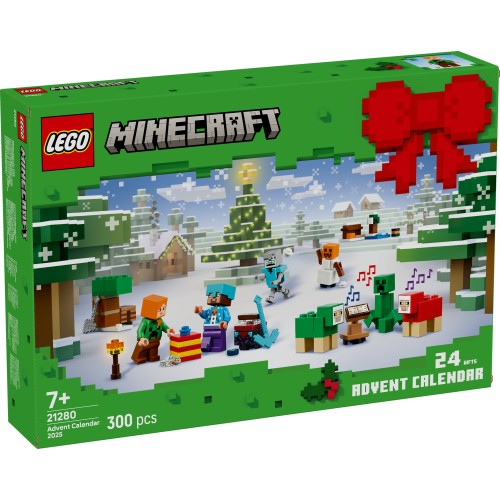 LEGO Minecraft Advent Calendar 2025 – 24 Surprises with Minifigures, Mobs & Winter Village (21280)