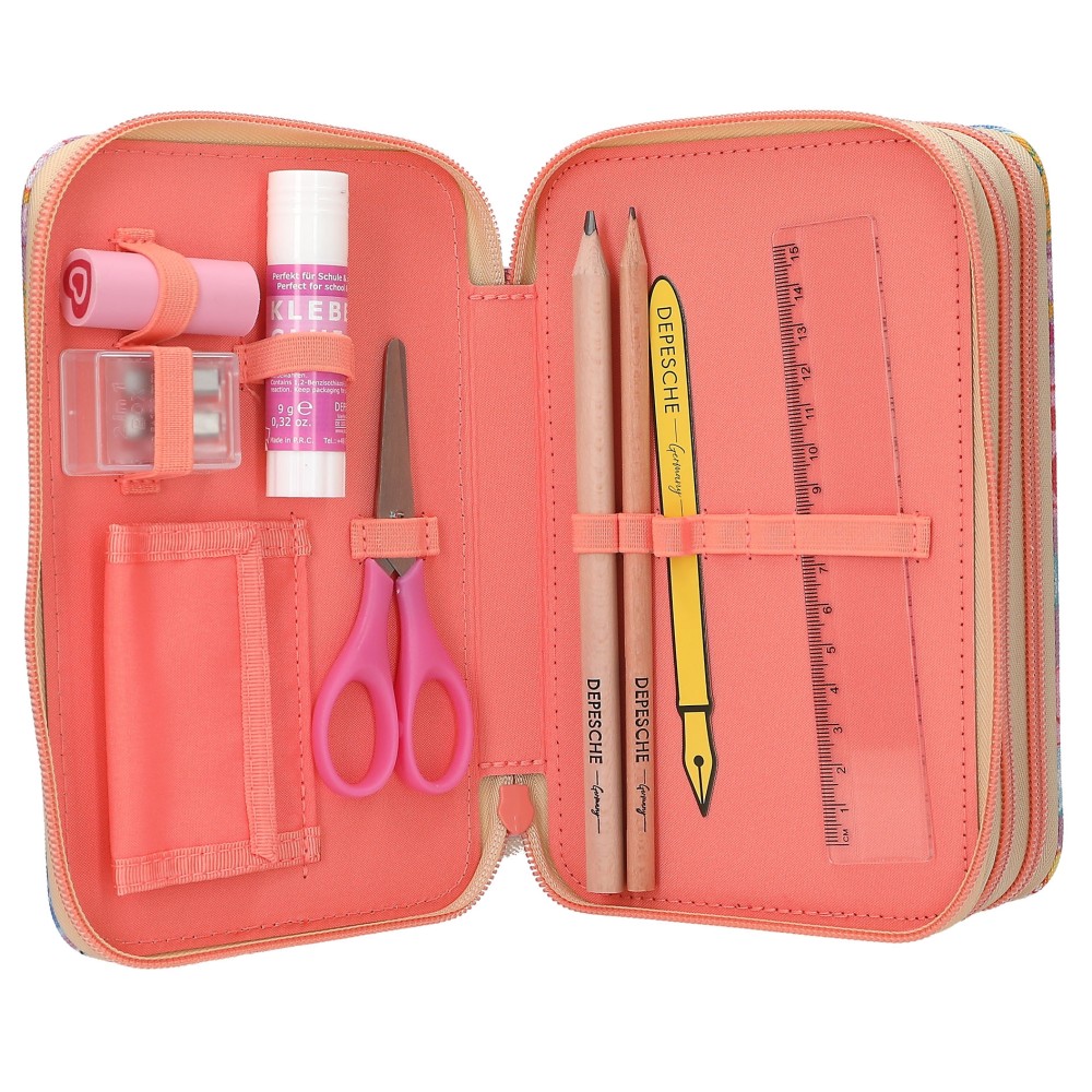 TOPModel Triple Pencil Case With Pendant GIRL POWER