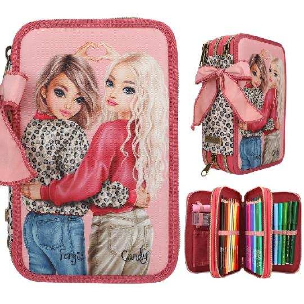 TOPModel LEOHEART Triple Pencil Case – Filled 3-Zip School Case