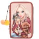 TOPModel FUR EVER FRIENDS Triple Pencil Case – Filled 3-Zip School Pencil Case for Kids