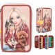 TOPModel FUR EVER FRIENDS Triple Pencil Case – Filled 3-Zip School Pencil Case for Kids