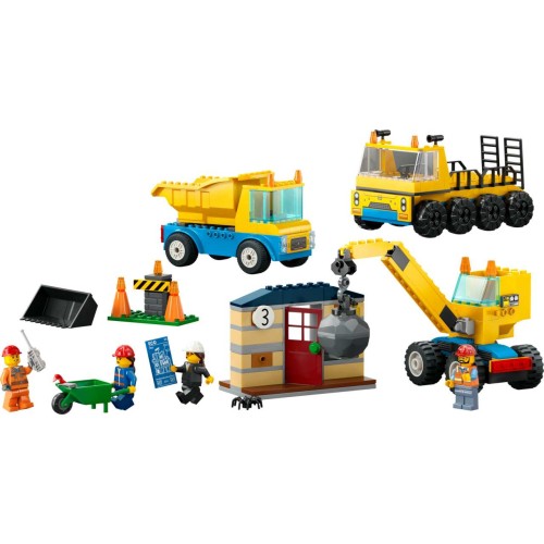 LEGO City Construction Trucks & Wrecking Ball – 4+ Demolition Playset with Transporter, Crane & Dump Truck (60391)
