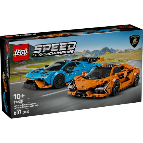 LEGO Speed Champions Lamborghini Revuelto & Huracán STO – 2-Car Supercar Pack with Drivers (77238)