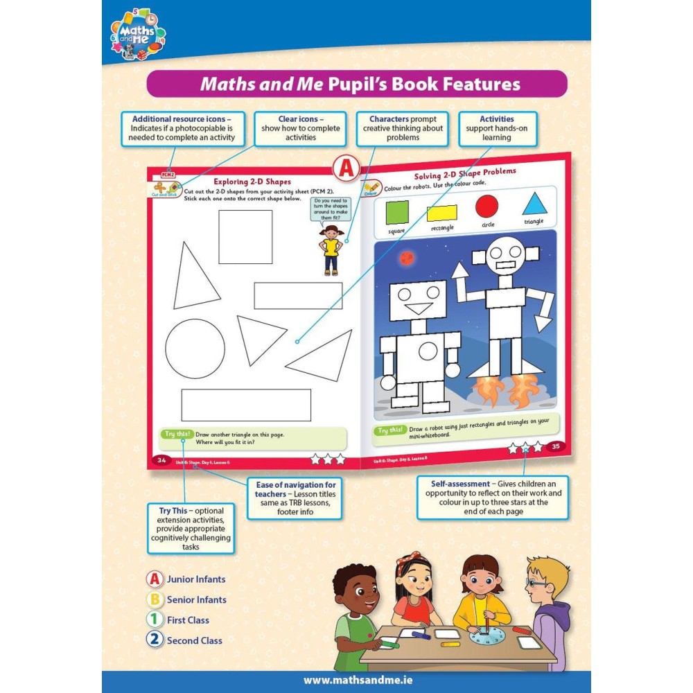 Maths and Me 2 - Pupils Book & Home School Links Book & Progress Assessment Booklet - Set - Second Class
