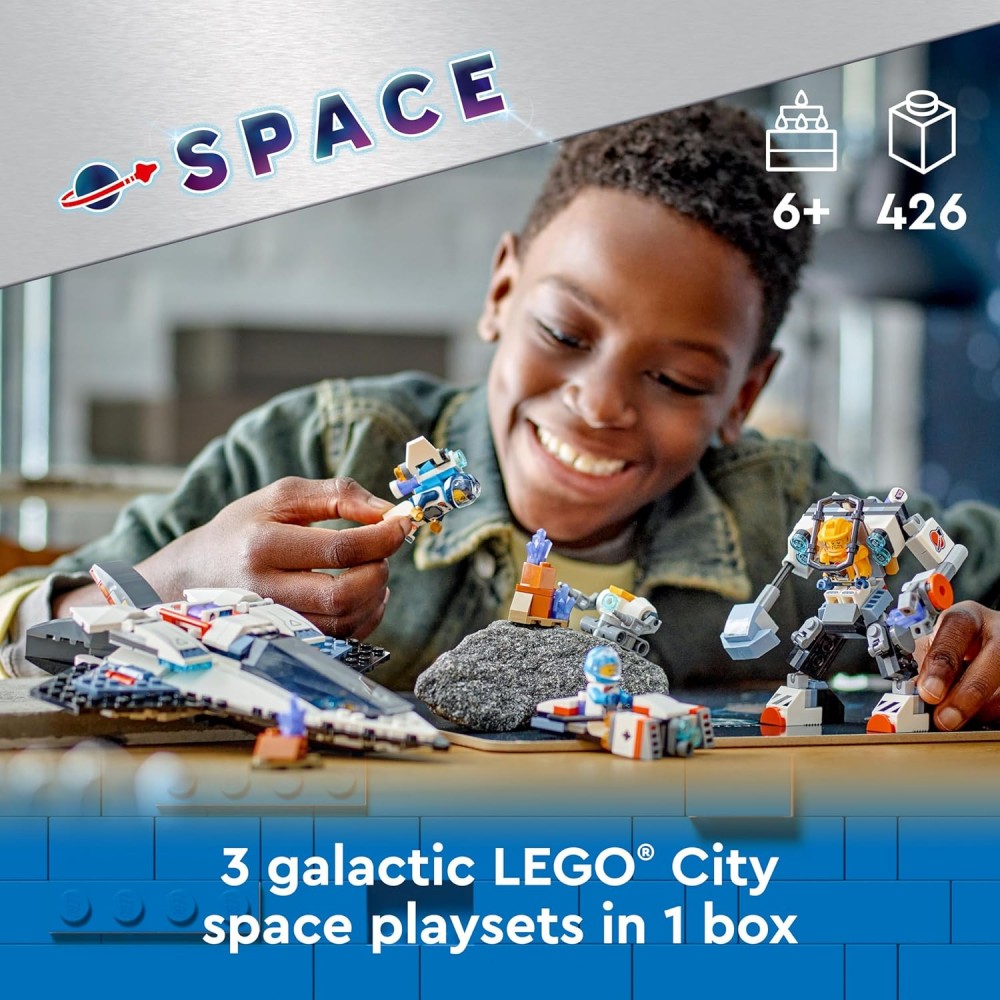 LEGO City Space Explorers Pack 60441 – Buildable Mech, Spaceship & Hoverbike