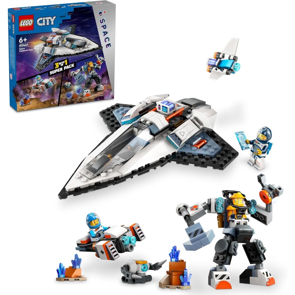 LEGO City Space Explorers Pack 60441 – Buildable Mech, Spaceship & Hoverbike