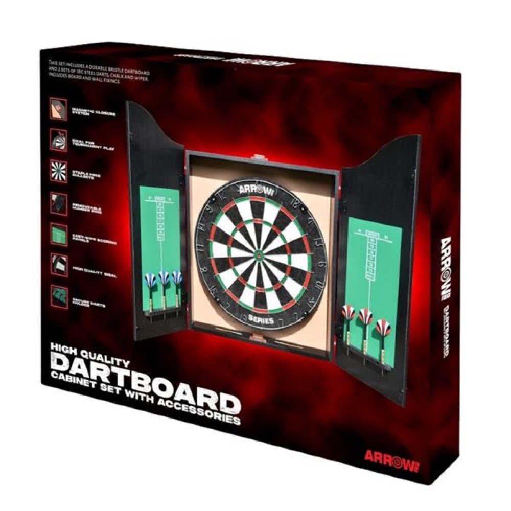 ARROW180 BRISTLE DARTBOARD CABINET SET