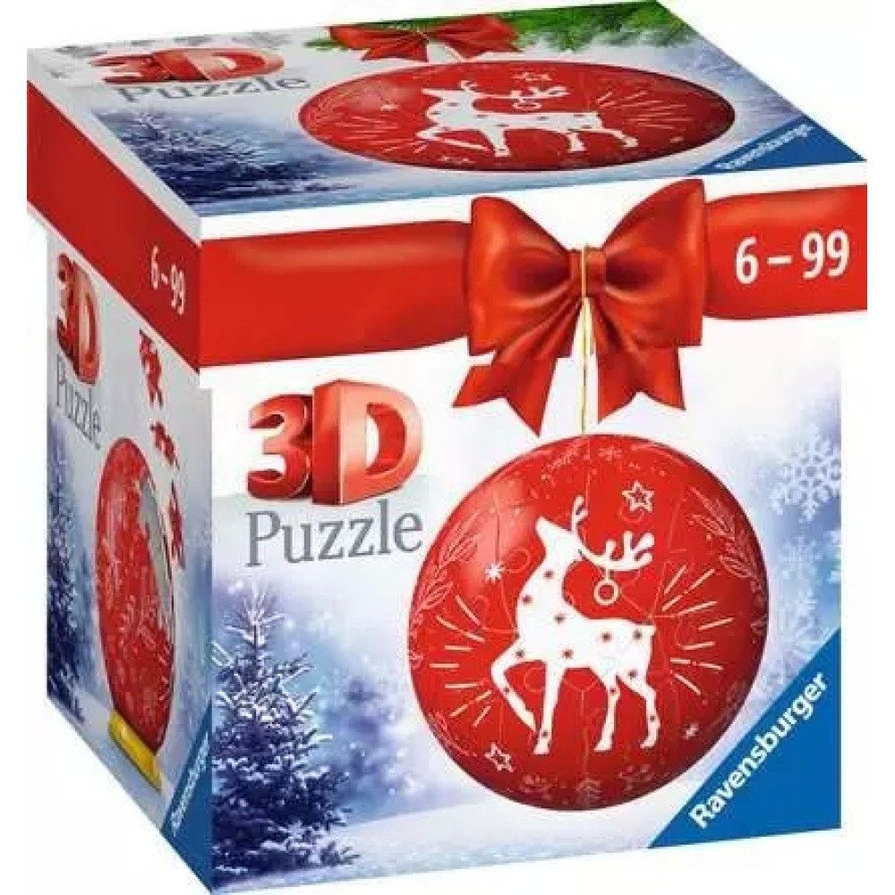 3D Puzzle-Ball Red Reindeer - 54pc