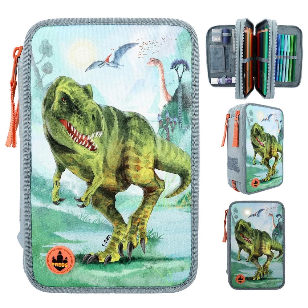 Dino World Triple Pencil Case LED T-Rex