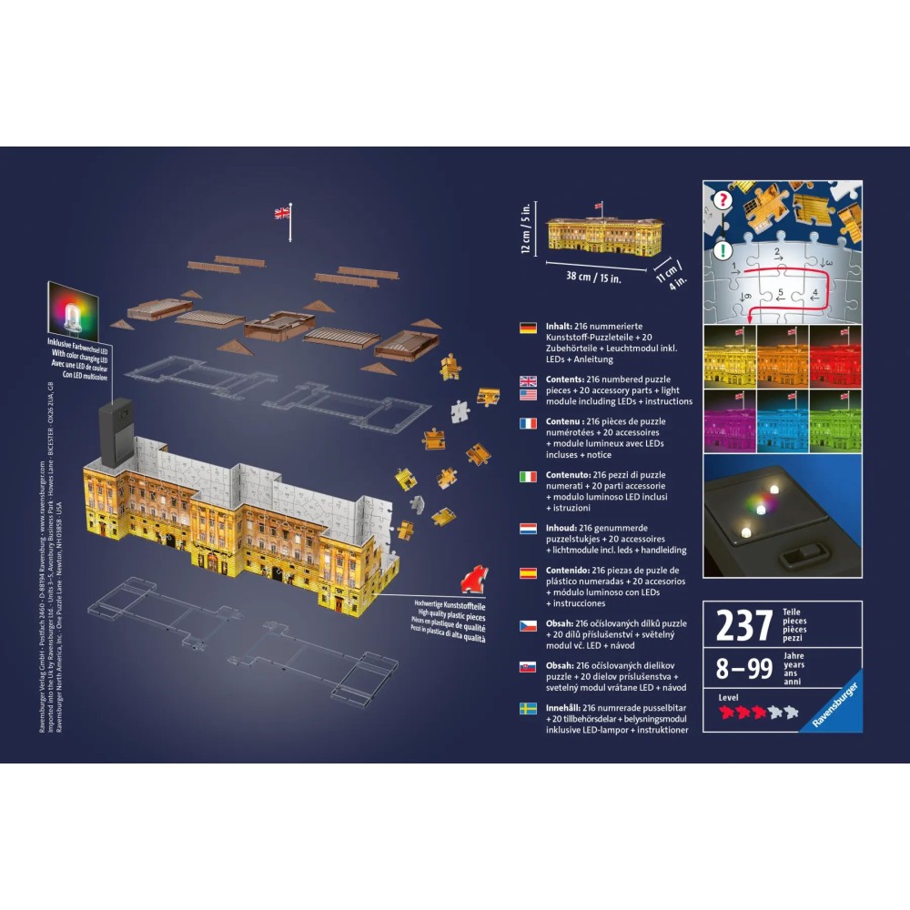 Ravensburger Buckingham Palace Light Up 3D Puzzle 216pc 