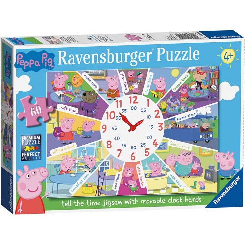 Ravensburger Peppa Pig - Tell The Time Clock Puzzle, 60pc Jigsaw Puzzle