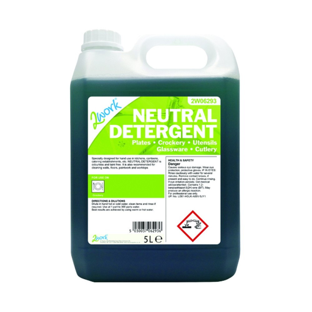2Work Dishwashing Neutral Detergent 5 Litre 2W06293