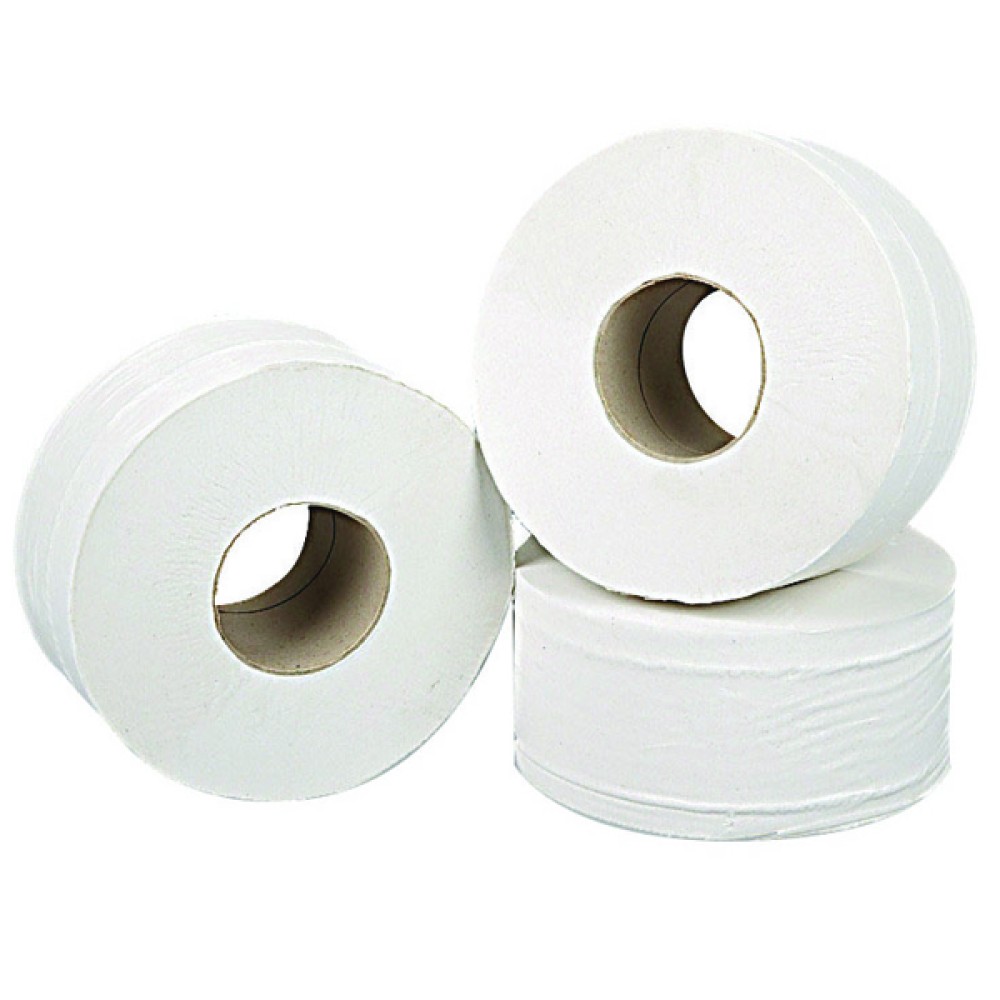 2Work 2-Ply Mini Jumbo Toilet Roll White (12 Pack) J27200VW