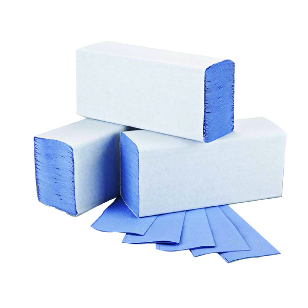 2Work 1-Ply M-Fold Hand Towel Blue (3000 Pack) 2W71923