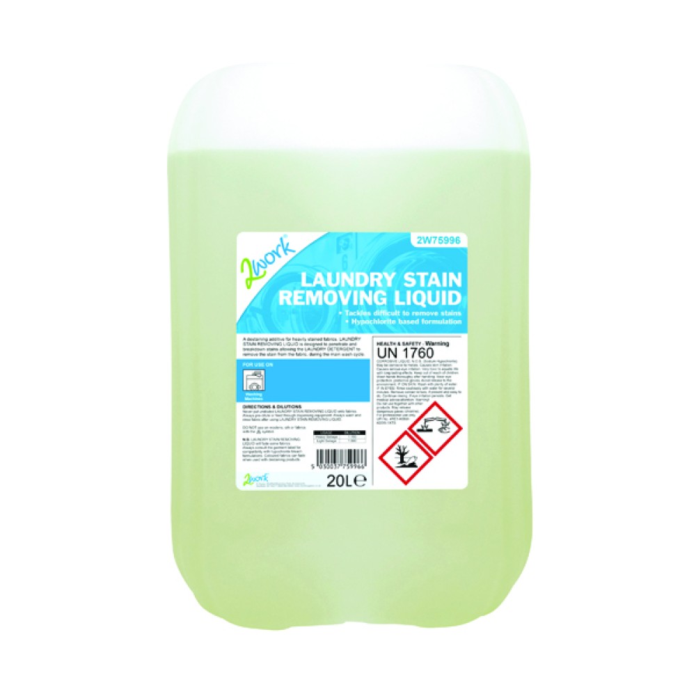 2Work Laundry Stain Removing Liquid 20 Litre 2W75996