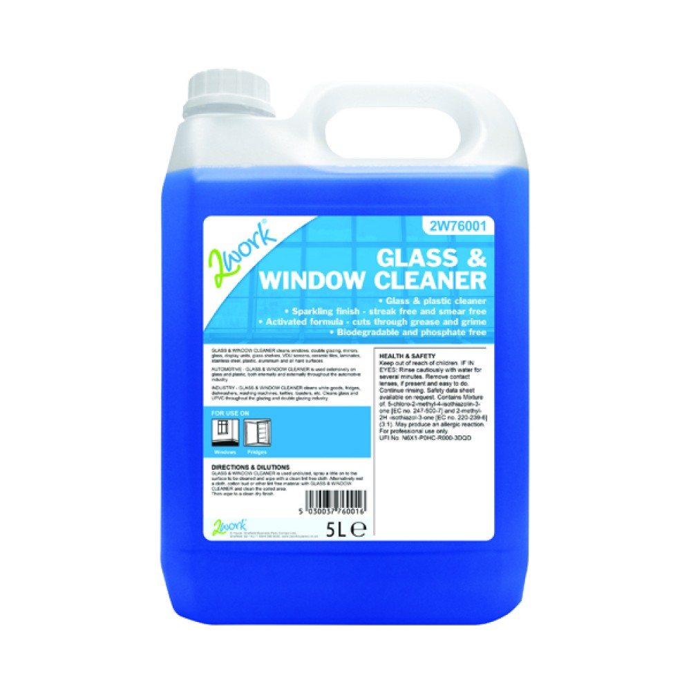 2Work Glass and Window Cleaner 5 Litre 2W76001