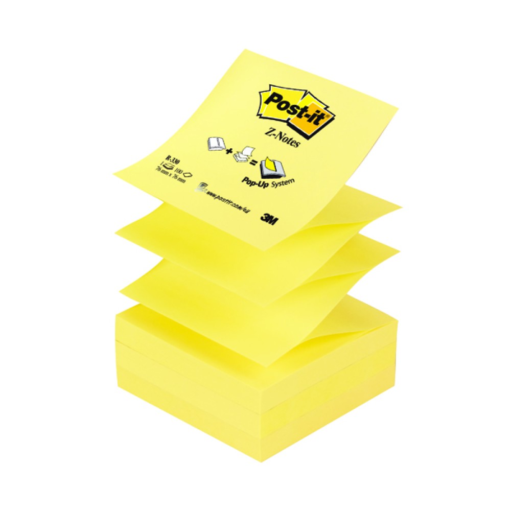 Post-it Z-Notes 76 x 76mm Canary Yellow (12 Pack) R330