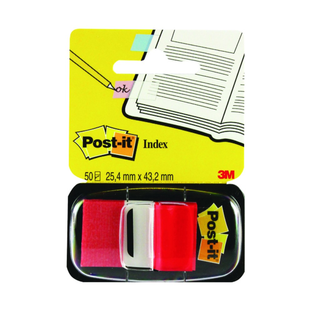 Post-it Index Tabs 25mm Red (600 Pack) 680-1