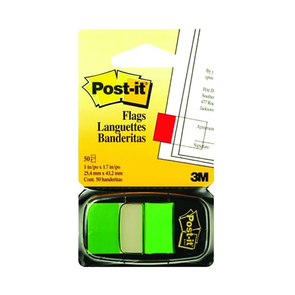 Post-it Index Tabs 25mm Green (600 Pack) 680-3