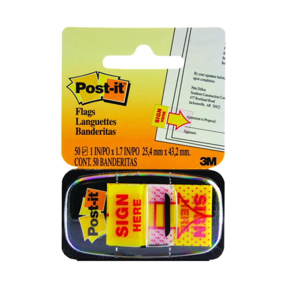 Post-it Index Tabs Sign Here Yellow (50 Pack) 680-9