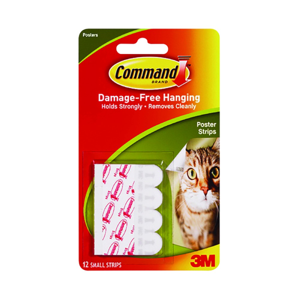 3M Command Adhesive Poster Strips Small (12 Pack) 17024