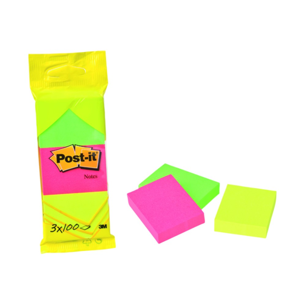 Post-it Neon Colour Notes 38x51mm 100 Sheet Pads Assorted (36 Pack) 6812