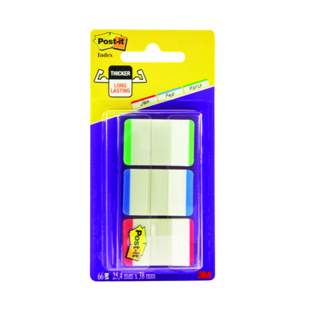 Post-it Strong Index Coloured Tips Red/Green/Blue (66 Pack) 686L-GBR