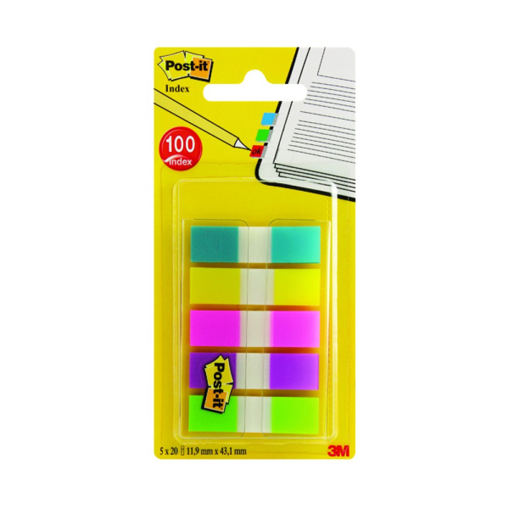 Post-it Portable Small Index 12mm Assorted (100 Pack) 683-5CBINDEX