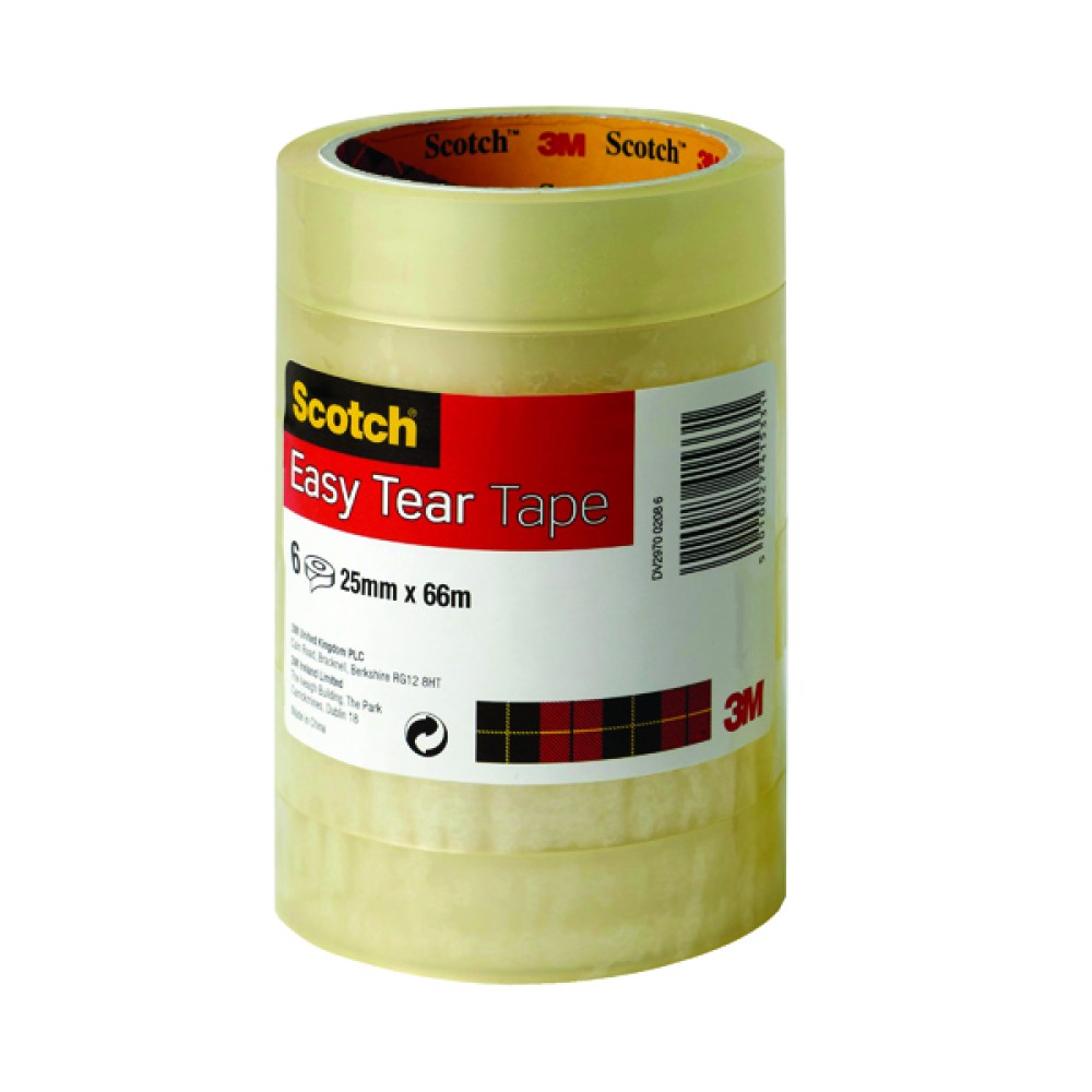 Scotch Easy Tear Clear Tape 24mm x 66m (6 Pack) ET2566T6