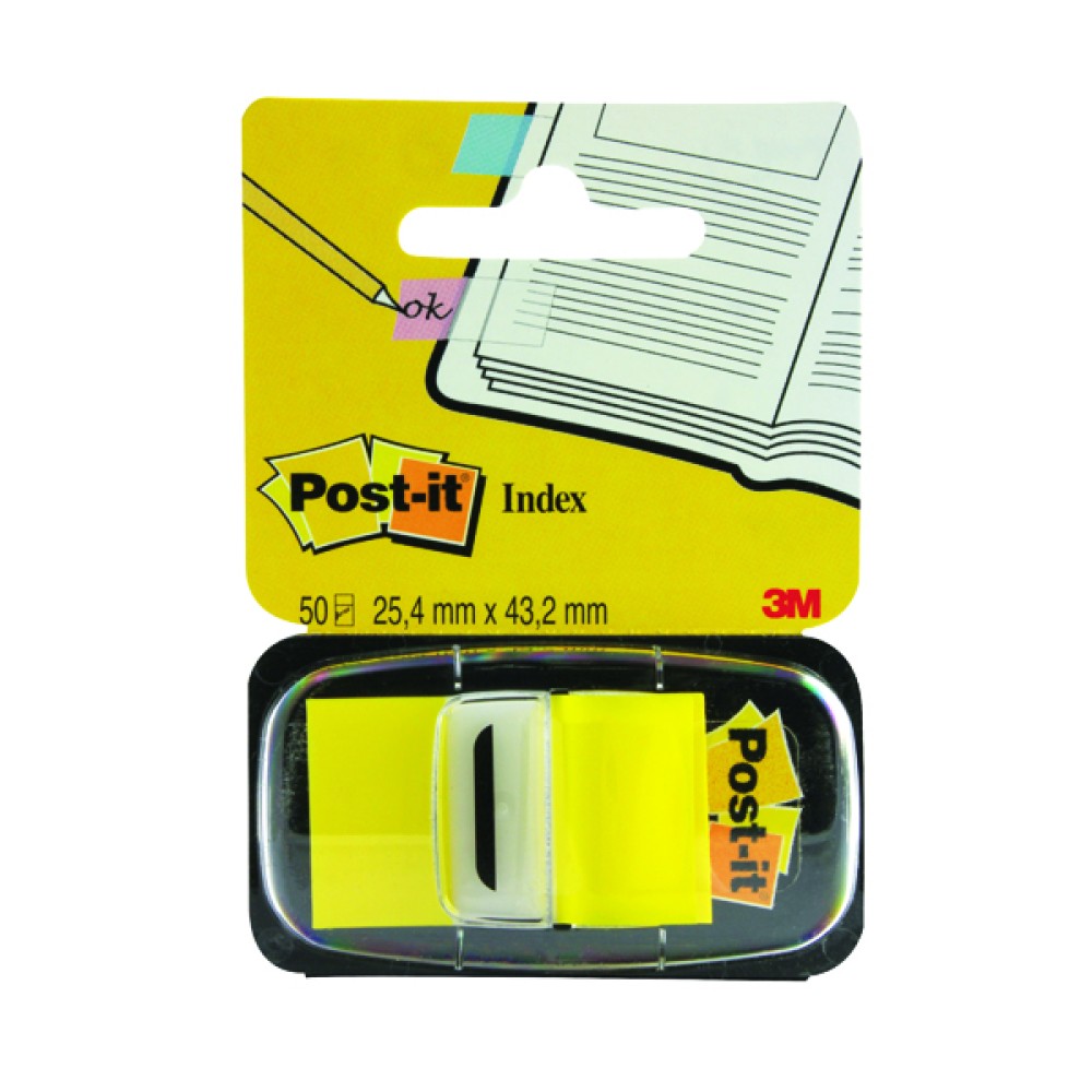 Post-it Index Tab 25mm Yellow With Dispenser 680-5