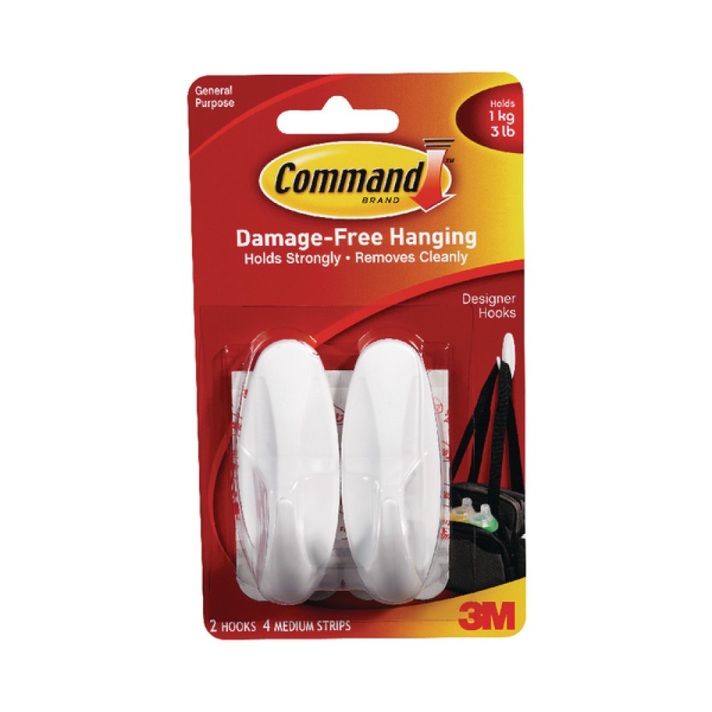 3M Command Medium White Adhesive Hook (2 Pack) 17081