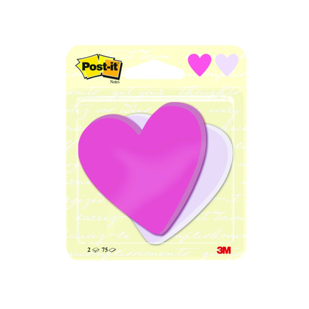 Post-it Notes Heart Shape 75 Sheets 70 x 72mm (2 Pack) 7100236596