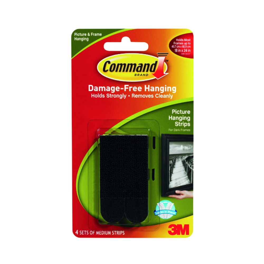 3M Command Medium Picture Hanging Strips Black (4 Pack) 17201BLK