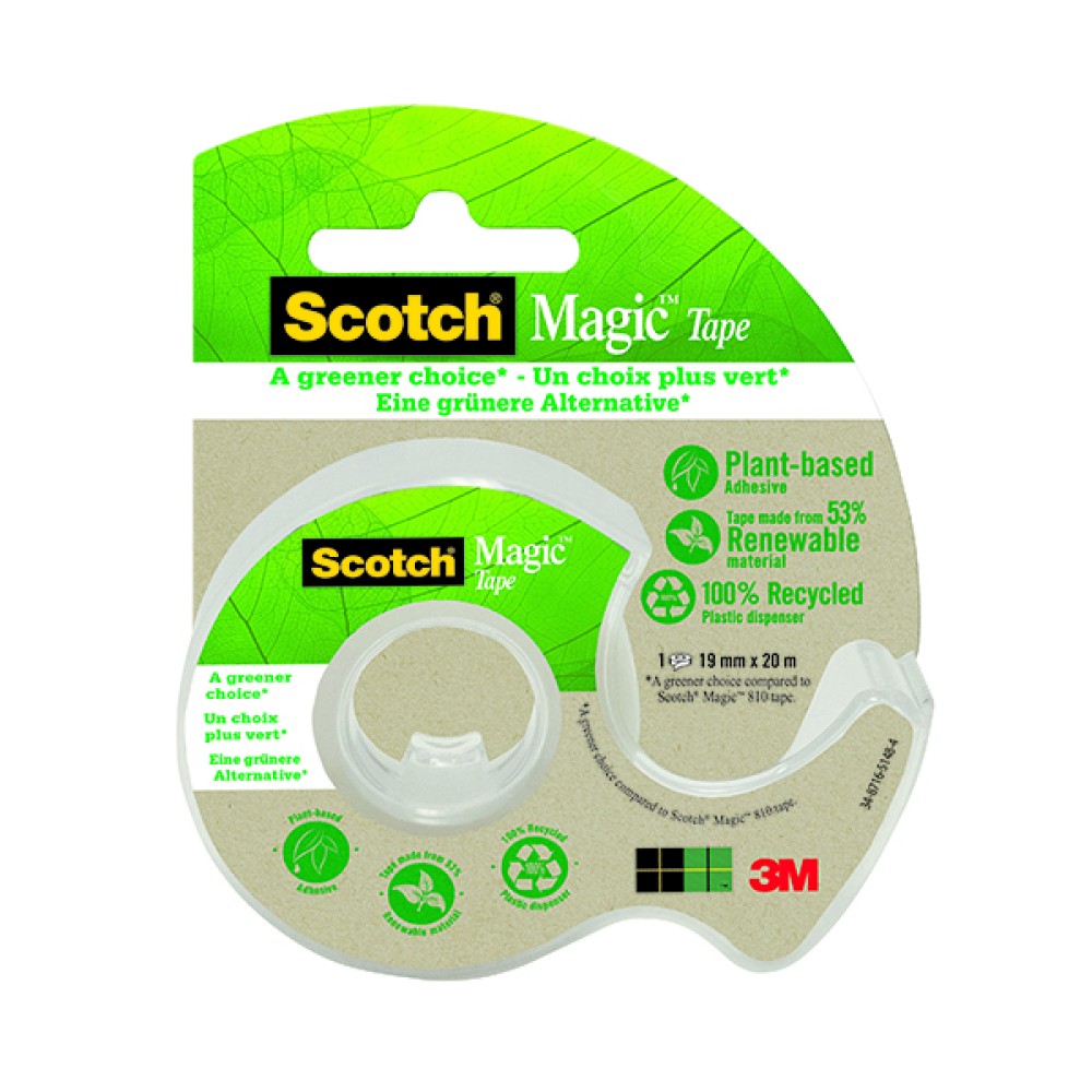 Scotch Magic Tape 19mmx20m Single Roll W/Recycled Dispenser 7100082821