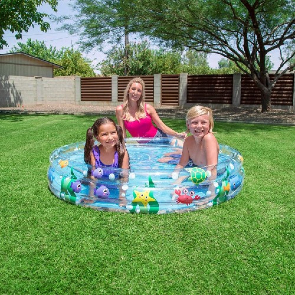 Bestway BW51004-20 Inflatable Play Pool, Deep Dive 3-Ring sea Theme for Kids