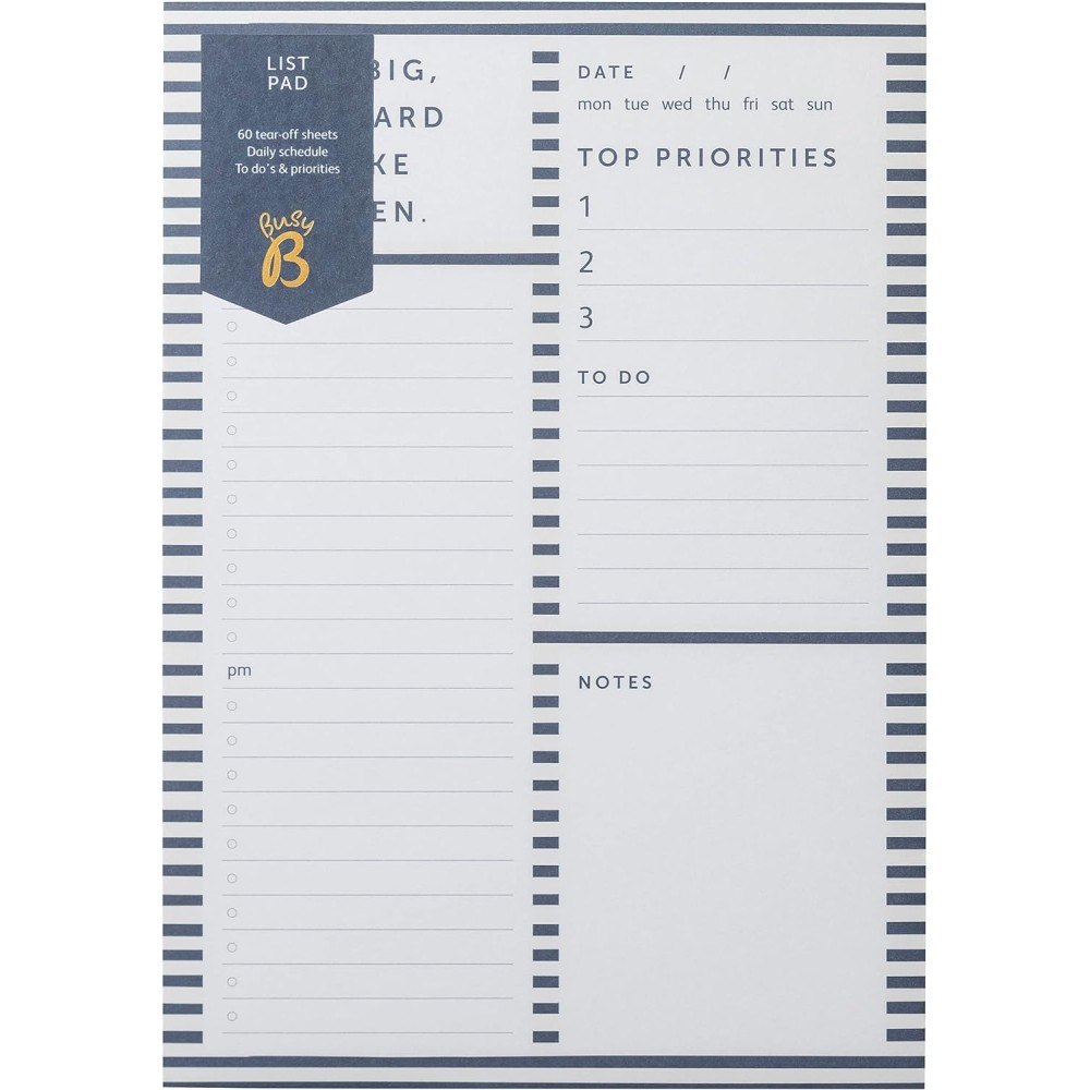 Busy B A5 List Pad with 60 Tear-Off Sheets, Stripe