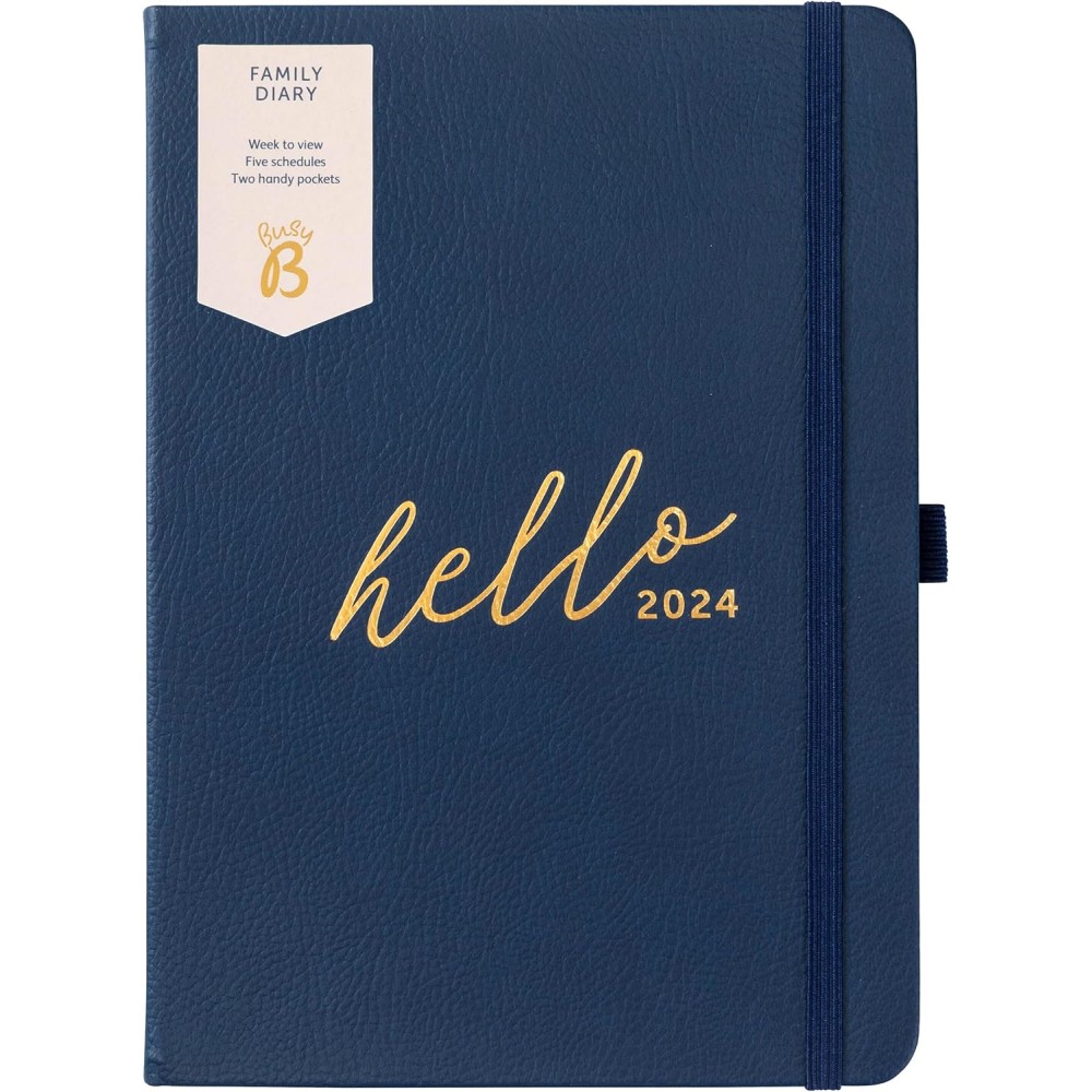 Busy B Family Diary January to December 2024 - A5 Navy Faux Leather