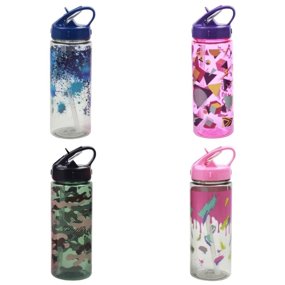 Drinks Bottle 4 assorted  with Straw 500ML - Must