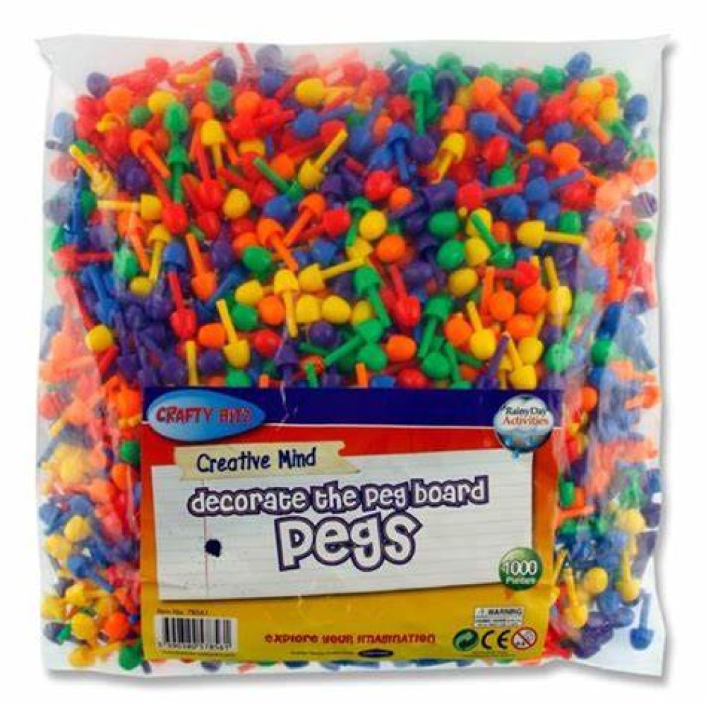 Clever Kidz bag 1000 Coloured Pegs for Peg Boards