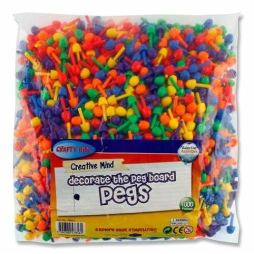 Clever Kidz bag 1000 Coloured Pegs for Peg Boards