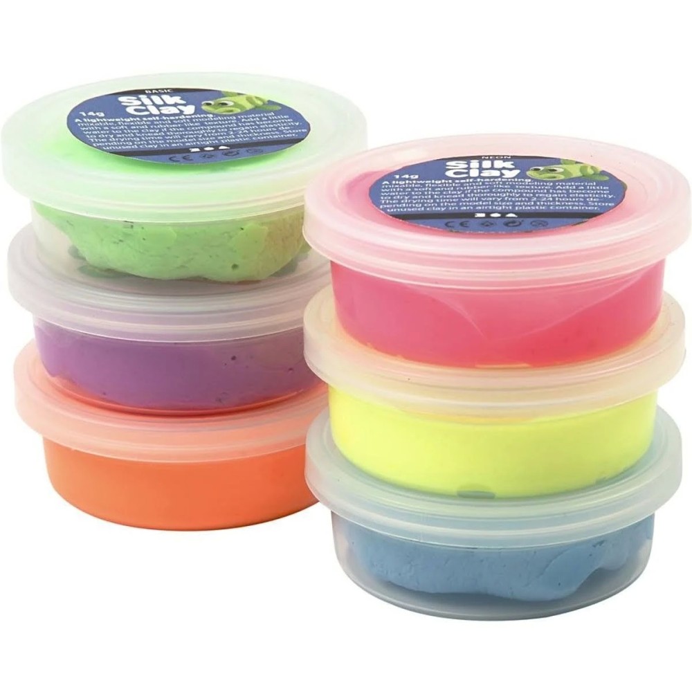 Silk Clay  Set - 6x14g, Assorted Neon Colours