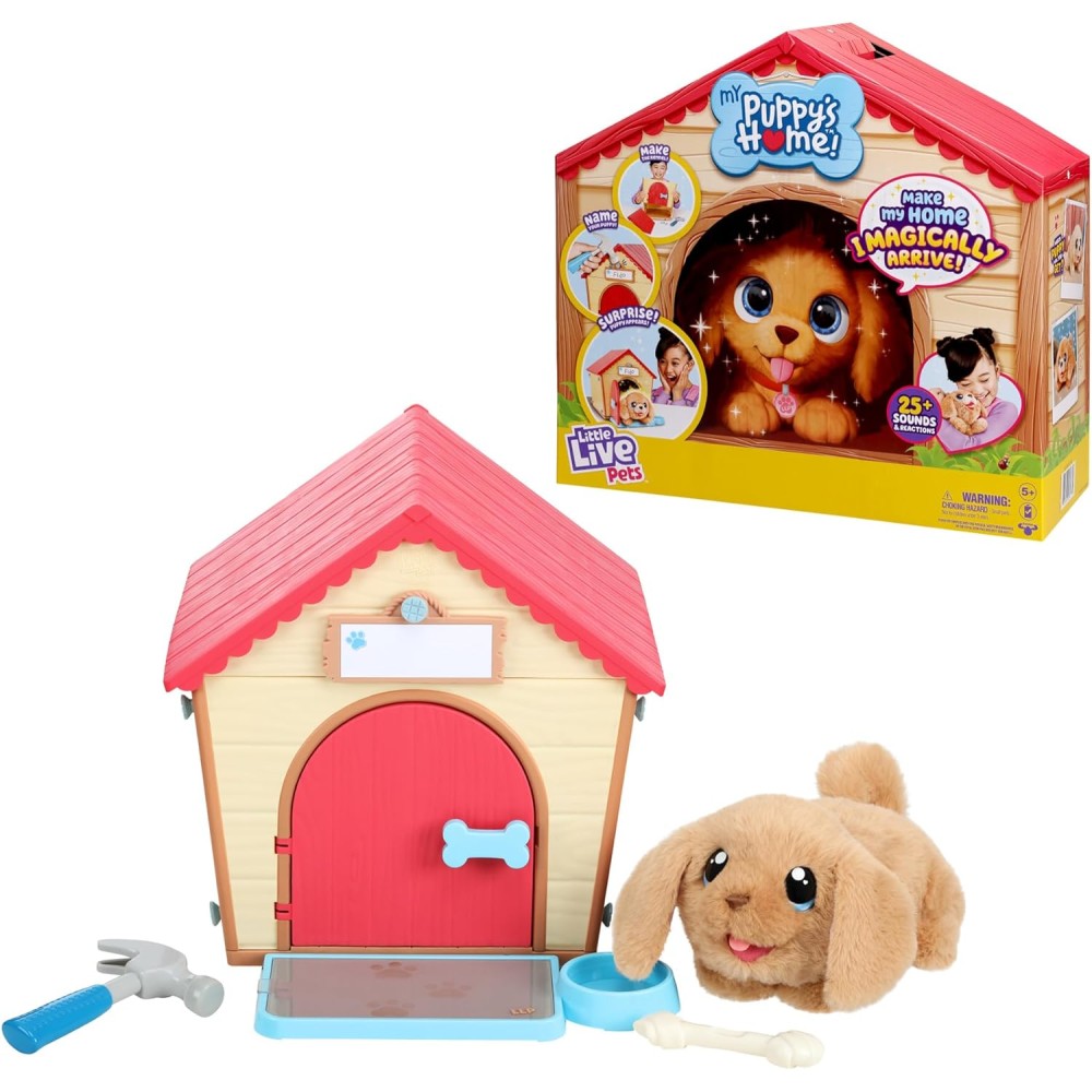 Little Live Pets - My Puppy's Home Interactive Plush Toy Puppy and Kennel