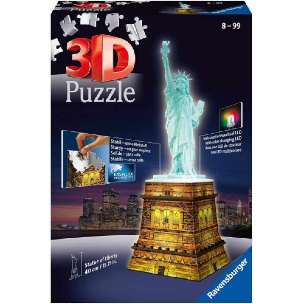 Ravensburger 12596 Statue of Liberty Night Edition 108 Piece 3D Jigsaw Puzzle