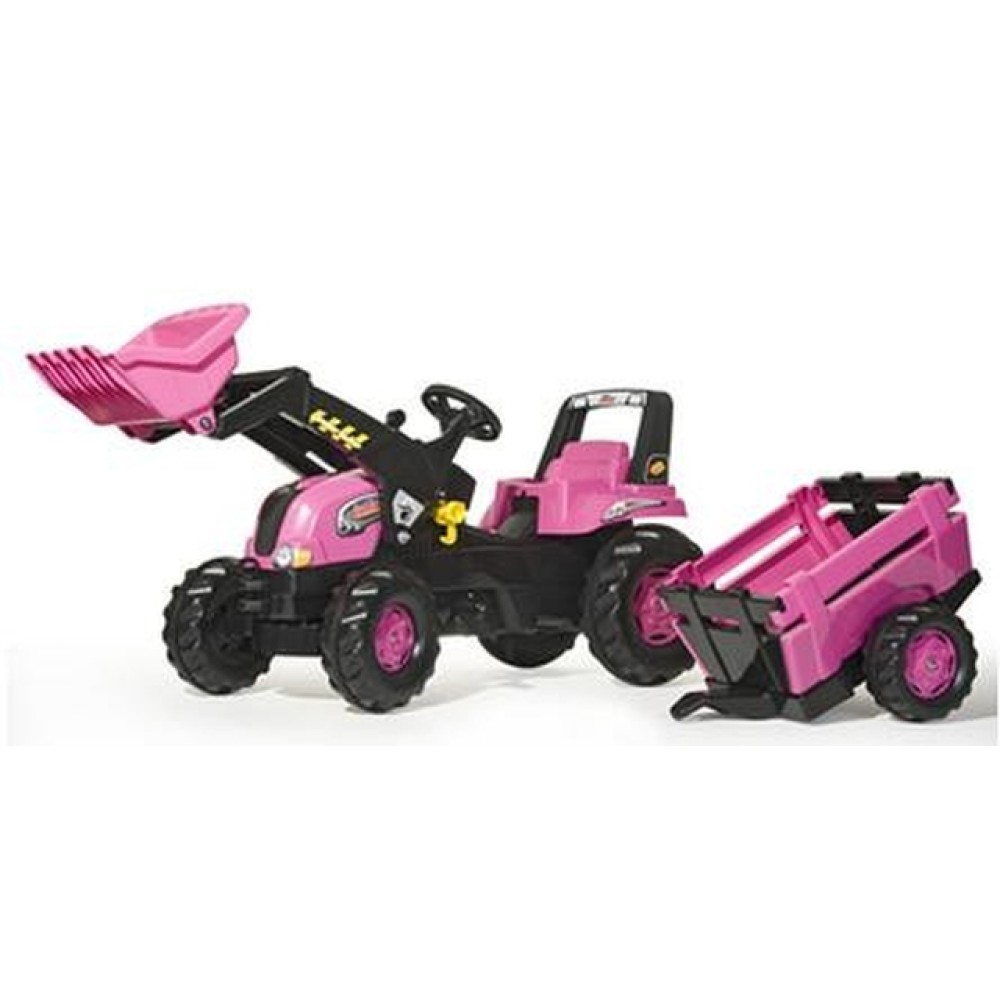 Rolly Pink Junior Tractor, Loader & Farm Trailer