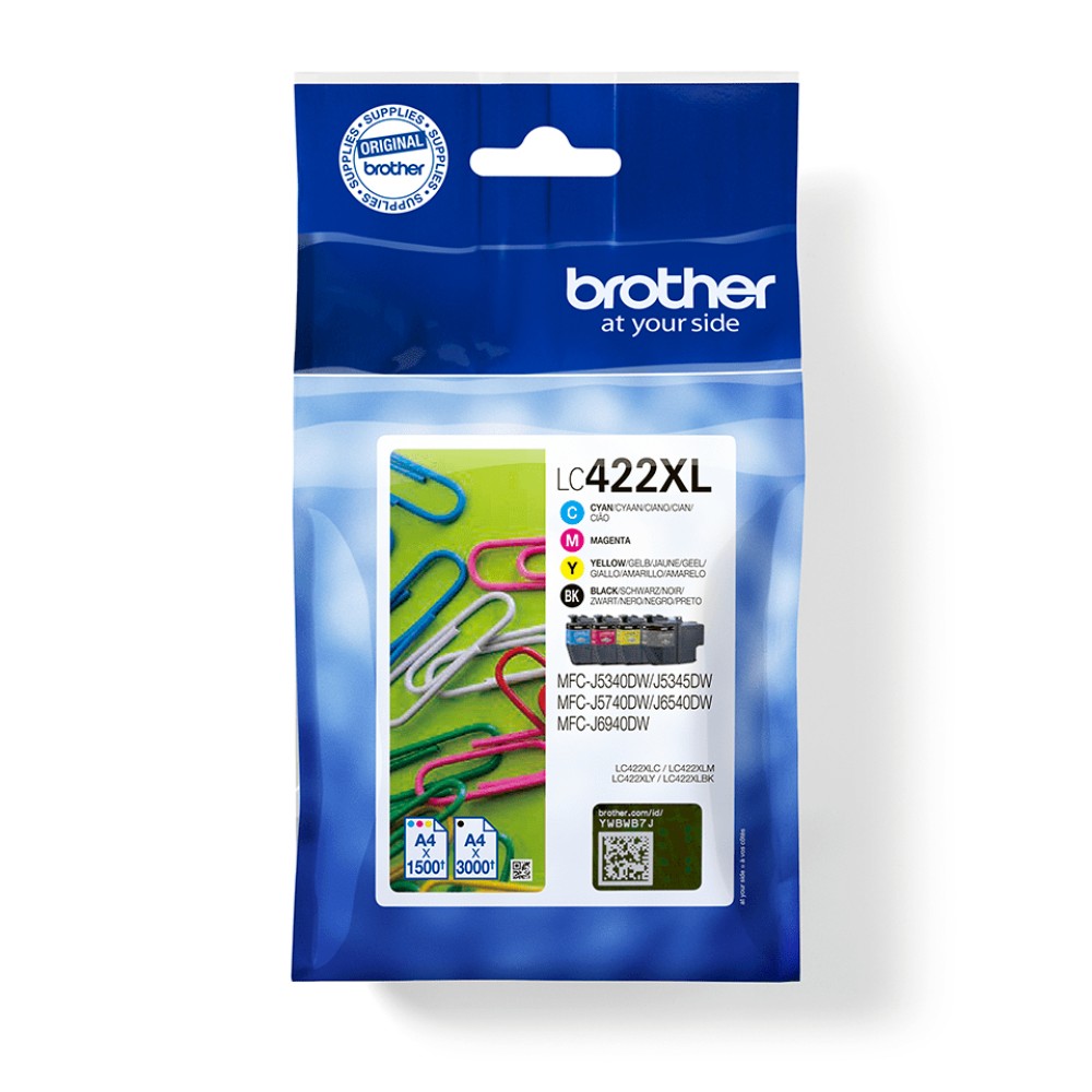 Brother LC422XL Multipack Ink Cartridges 1.5K/3000K CMYK LC422XLVAL