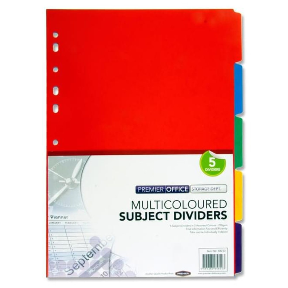 Premier Office 230gsm Subject Dividers (5 parts)