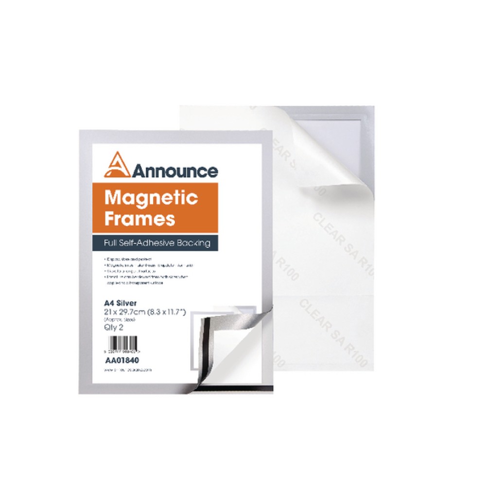 Announce Magnetic Frame A4 Silver (2 Pack) AA01840
