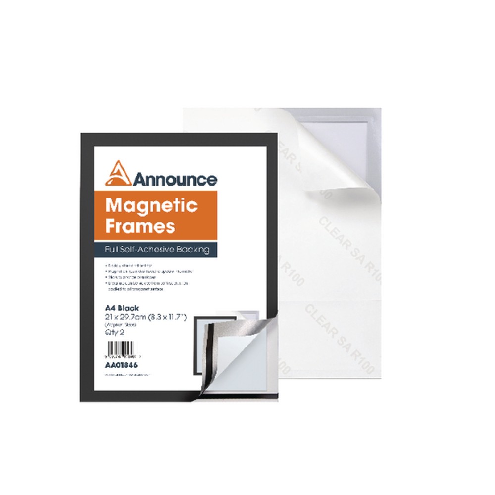 Announce Magnetic Frame A4 Black (2 Pack) AA01846